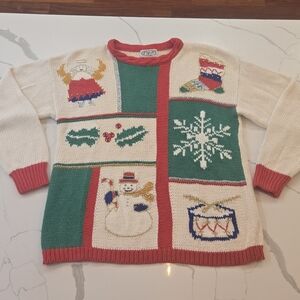 VTG Holiday Festive Ugly Christmas Angel Oversized Sweater Braided Medium